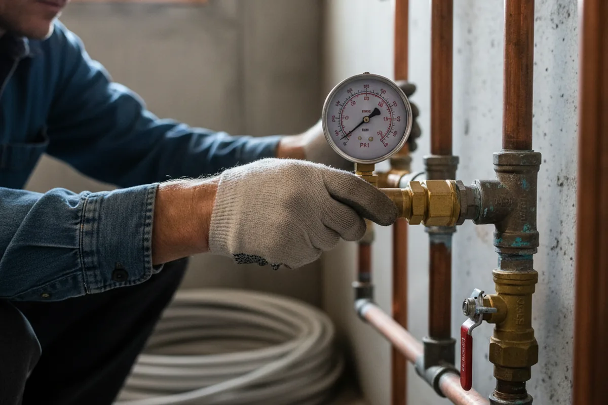 Pressure testing a repaired line during Water Line Repair in Mogadore